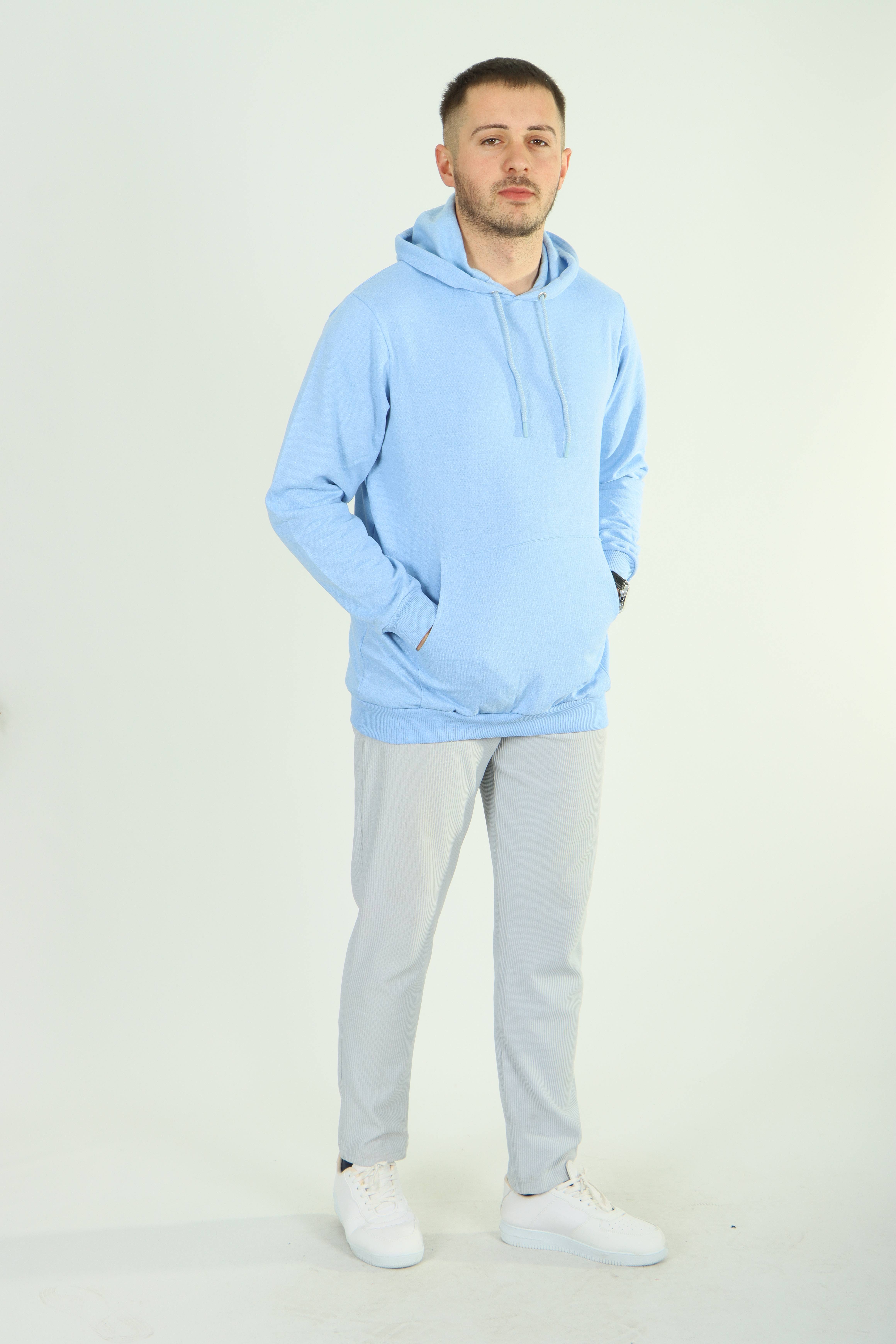 Betep 2 İp Kapşonlu Sweat Bebe Mavi
