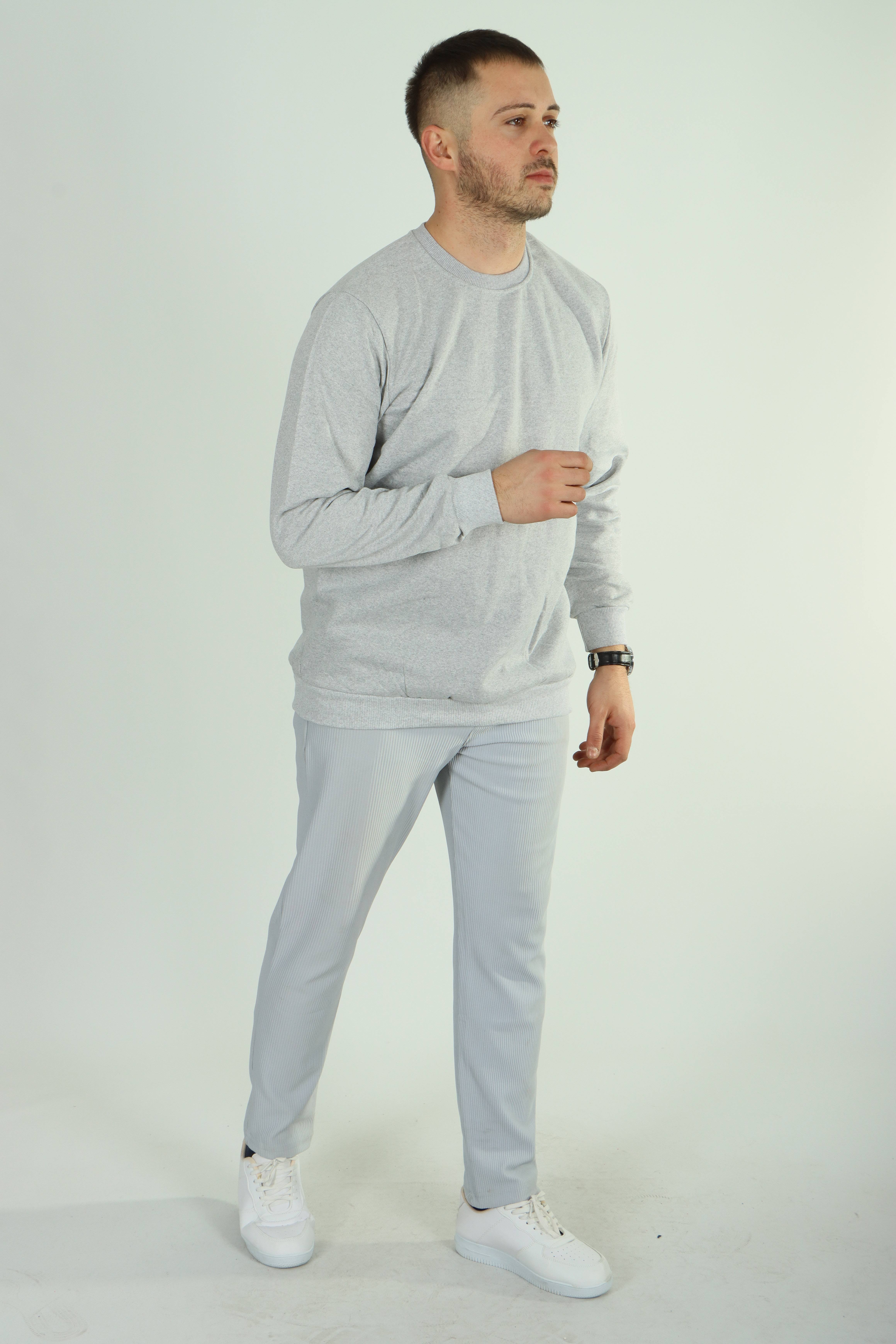 Betep 2 İplik Düz Sweat Açık Gri
