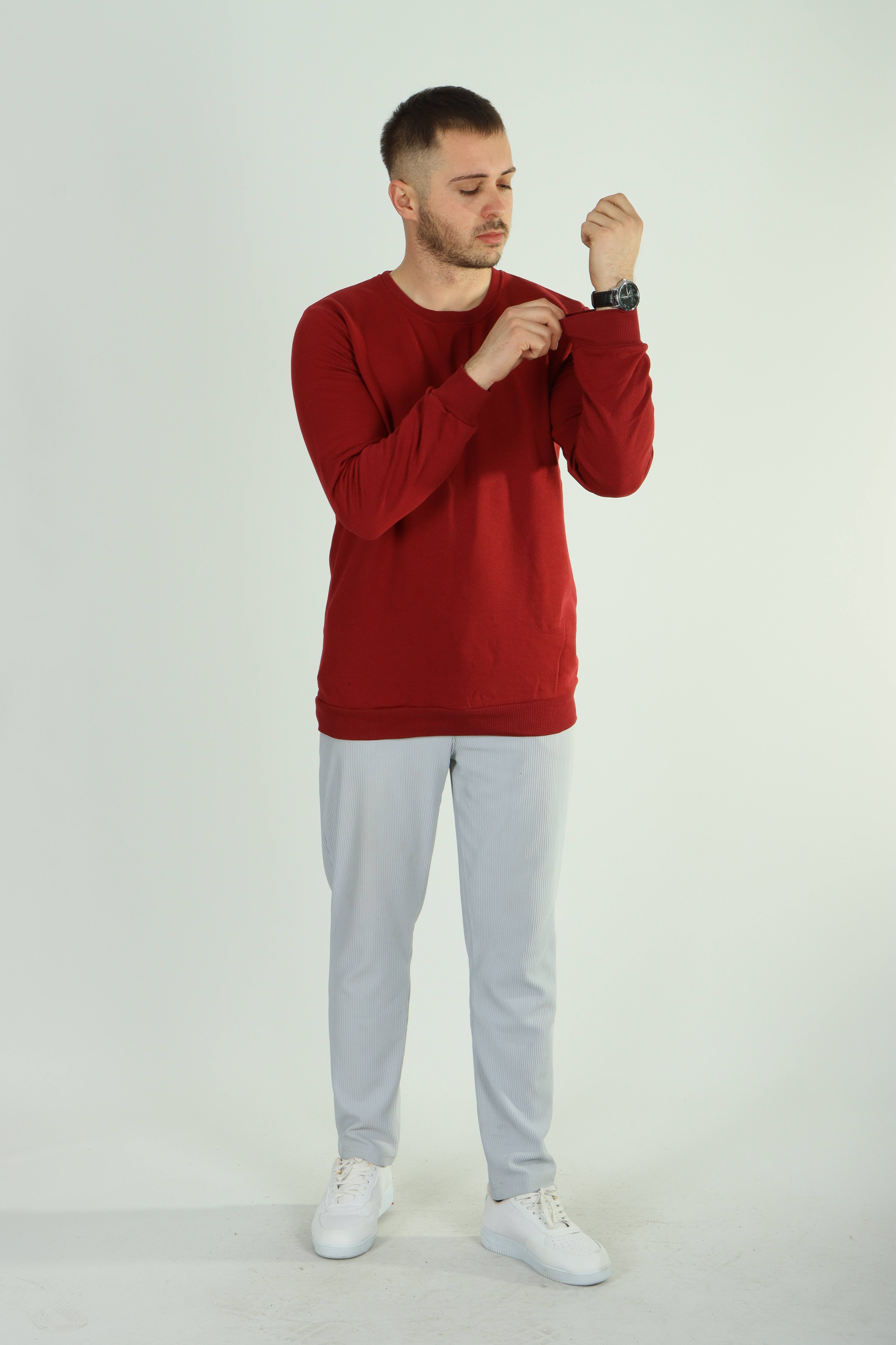 Betep 2 İplik Düz Sweat Bordo