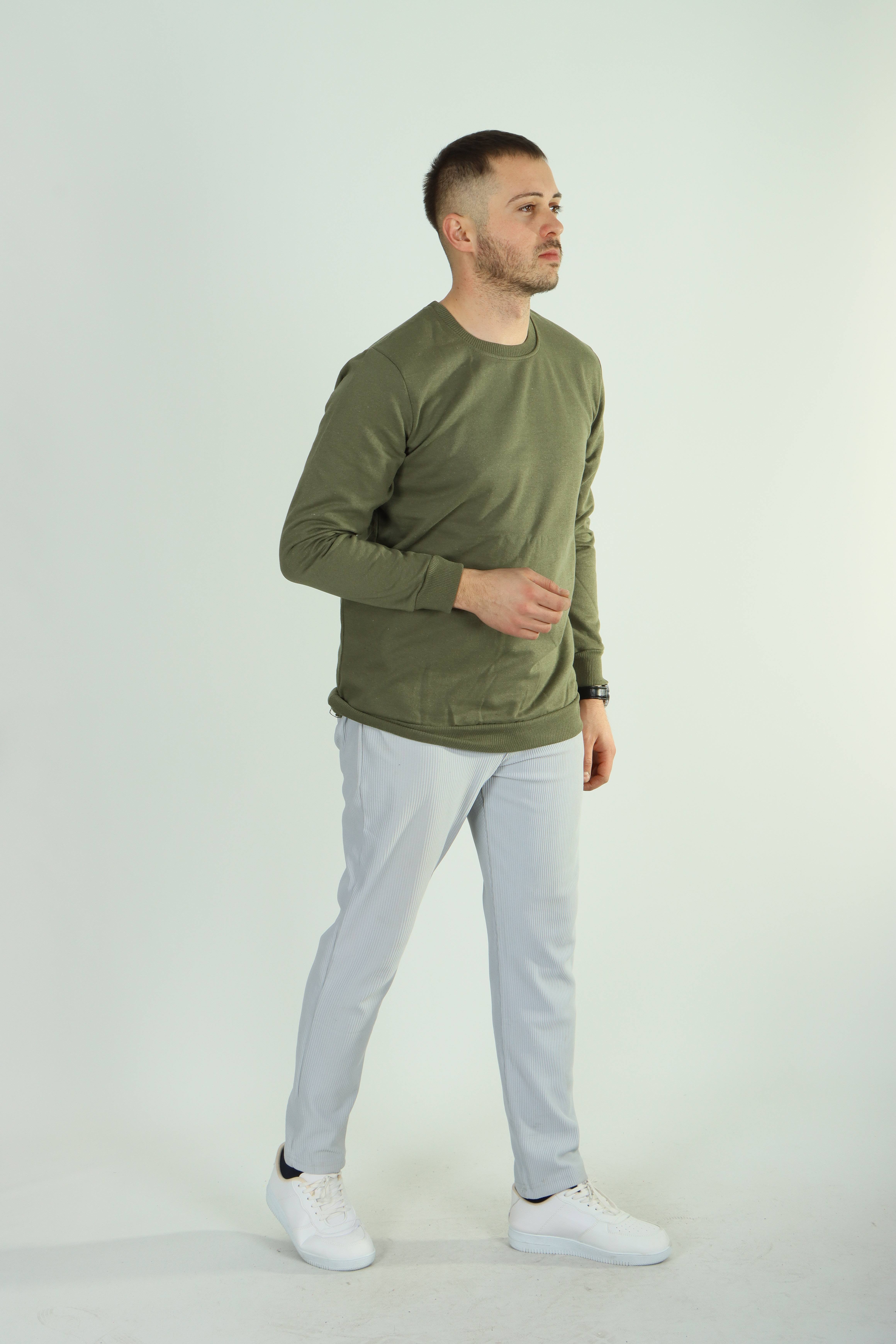 Betep 2 İplik Düz Sweat Haki