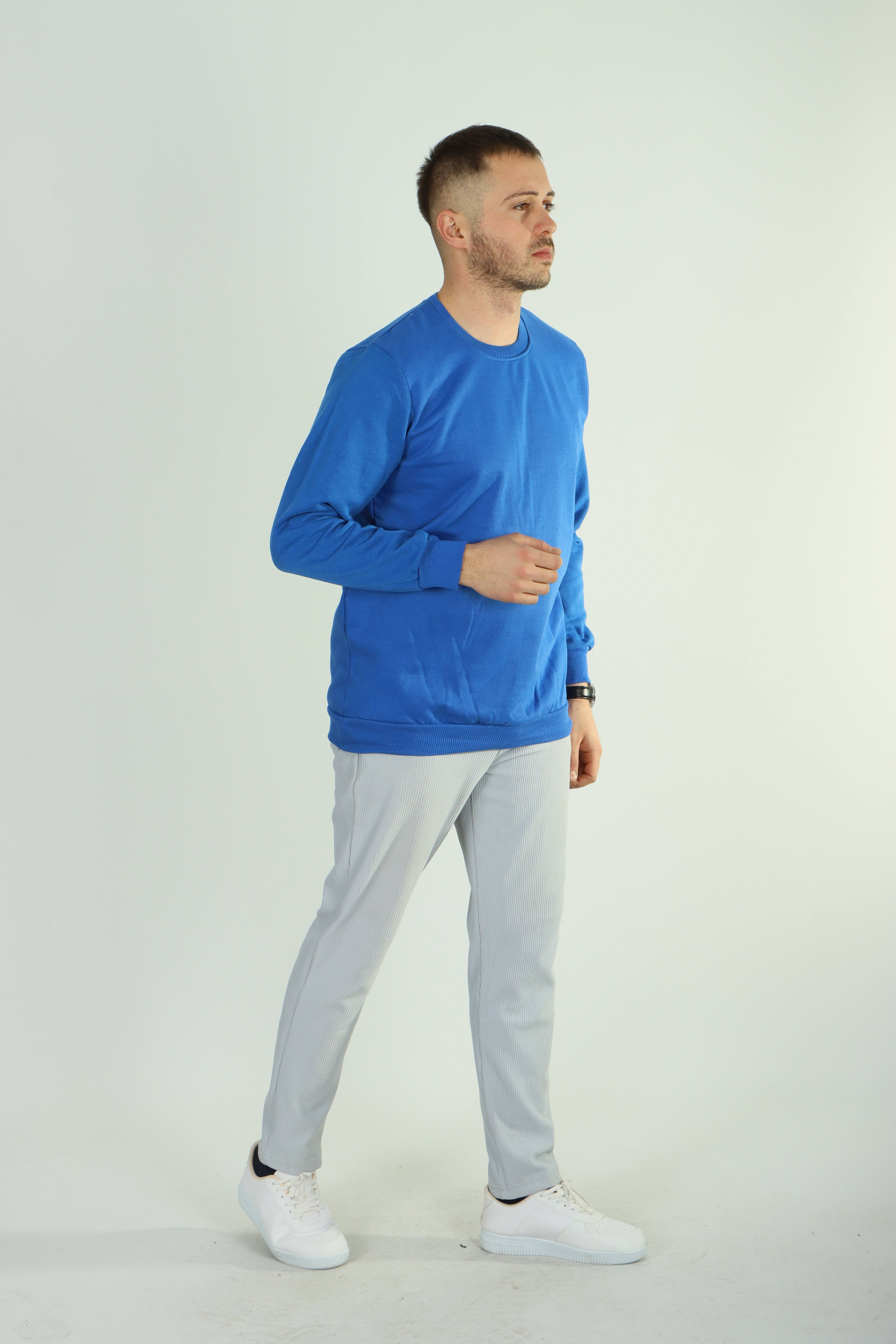 Betep 2 İplik Düz Sweat Saks Mavi