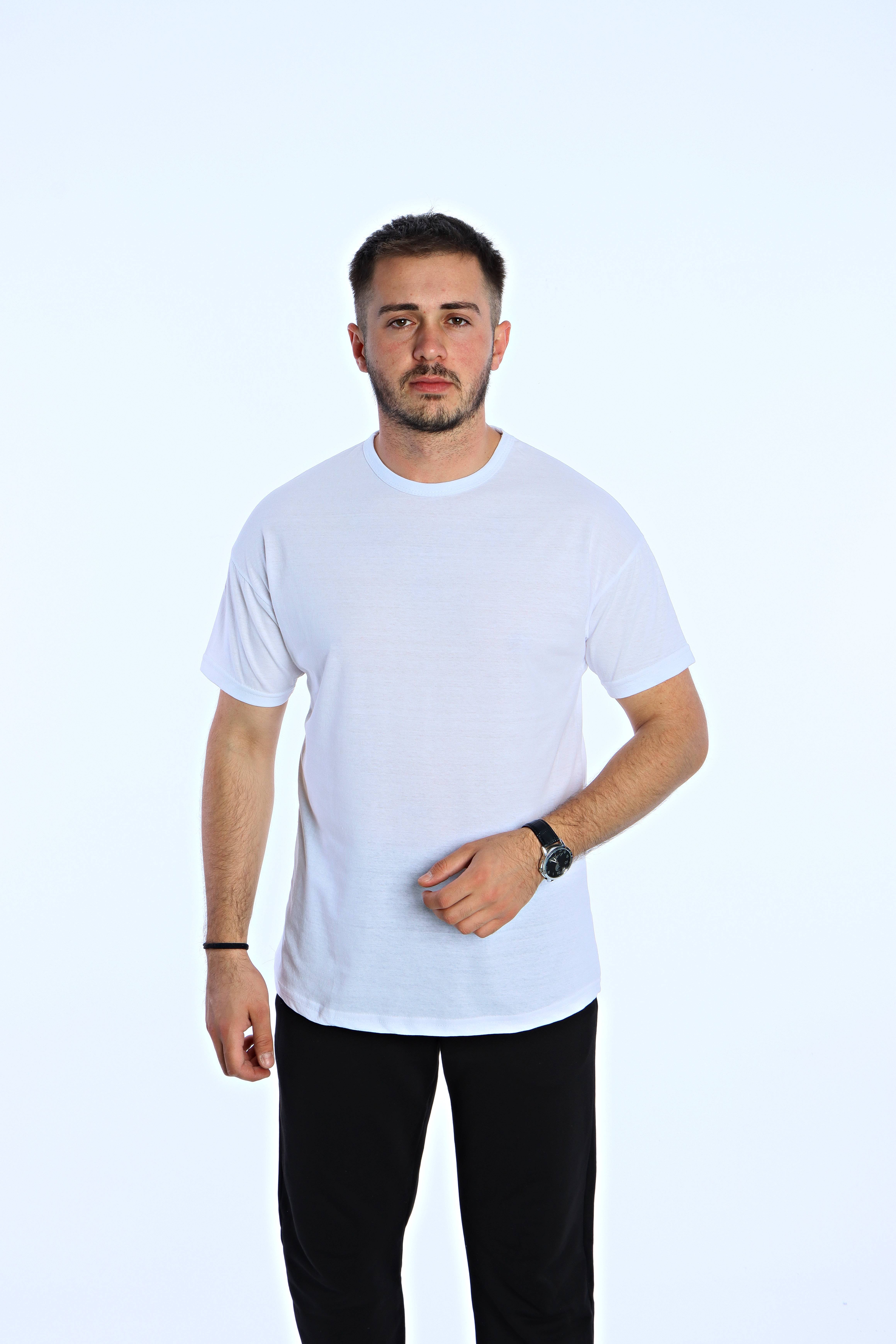 Düz Eko Oversize Tşört Beyaz