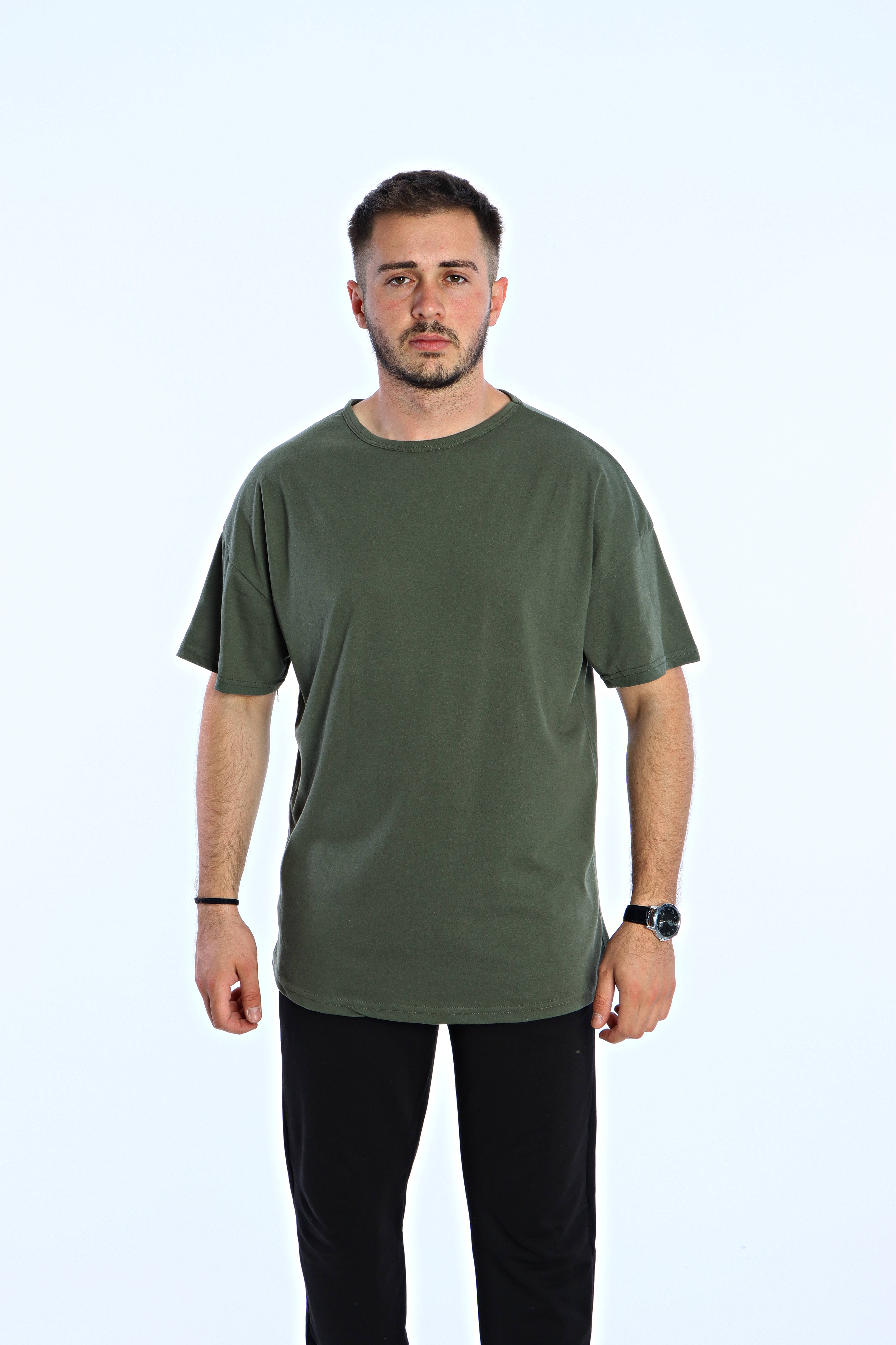 Düz Eko Oversize Tşört Haki
