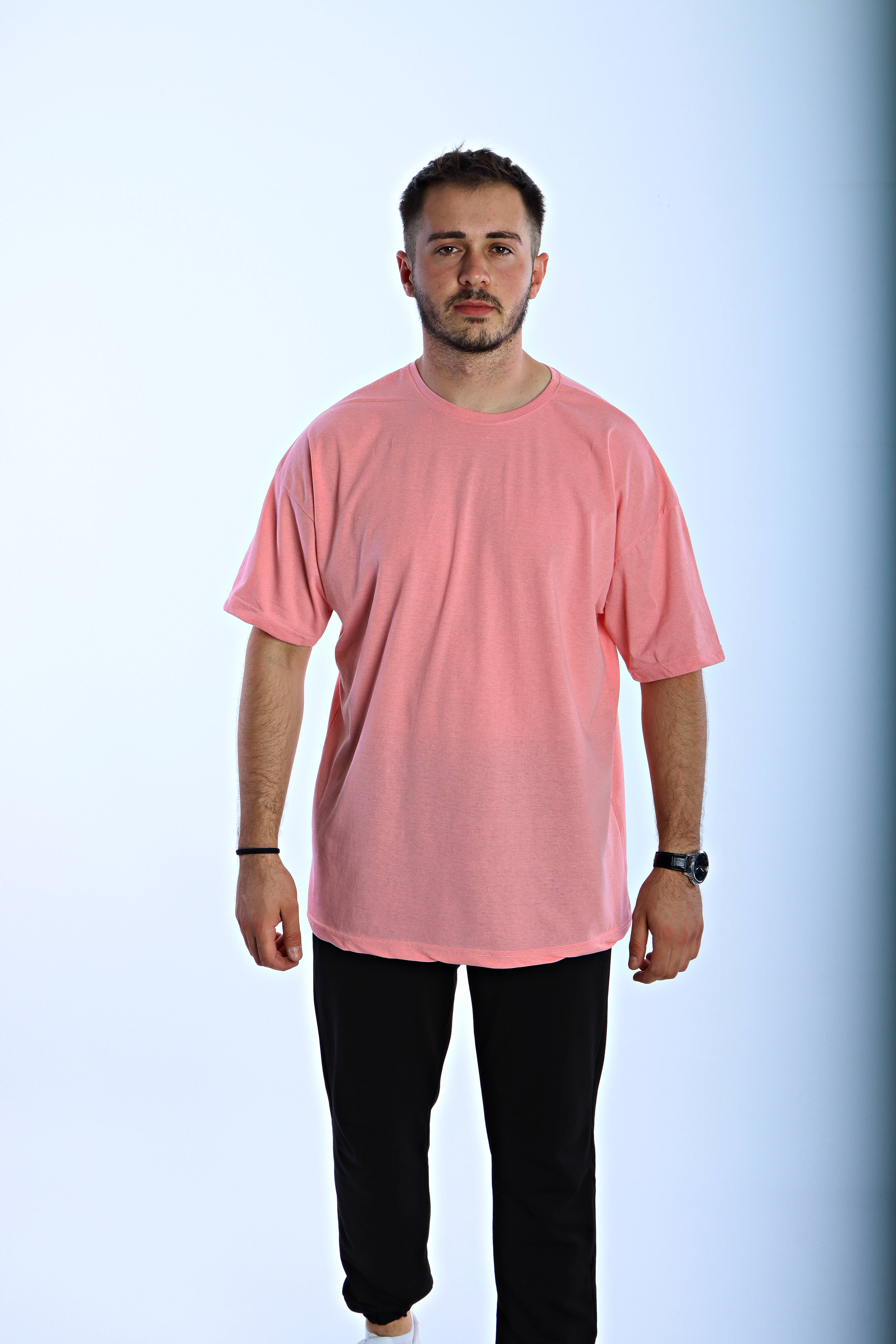 Düz Eko Oversize Tşört Pembe