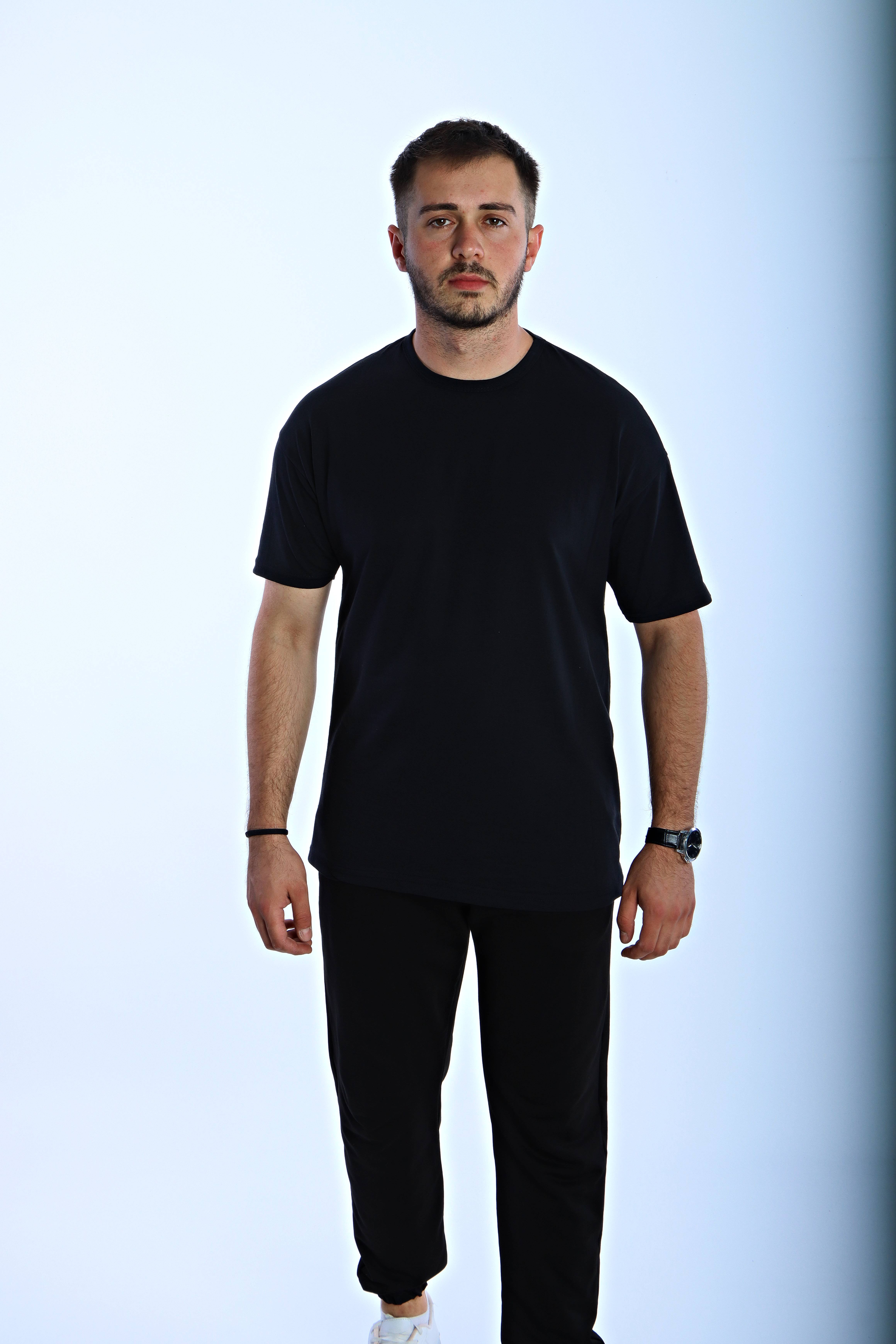 Düz Eko Oversize Tşört Siyah