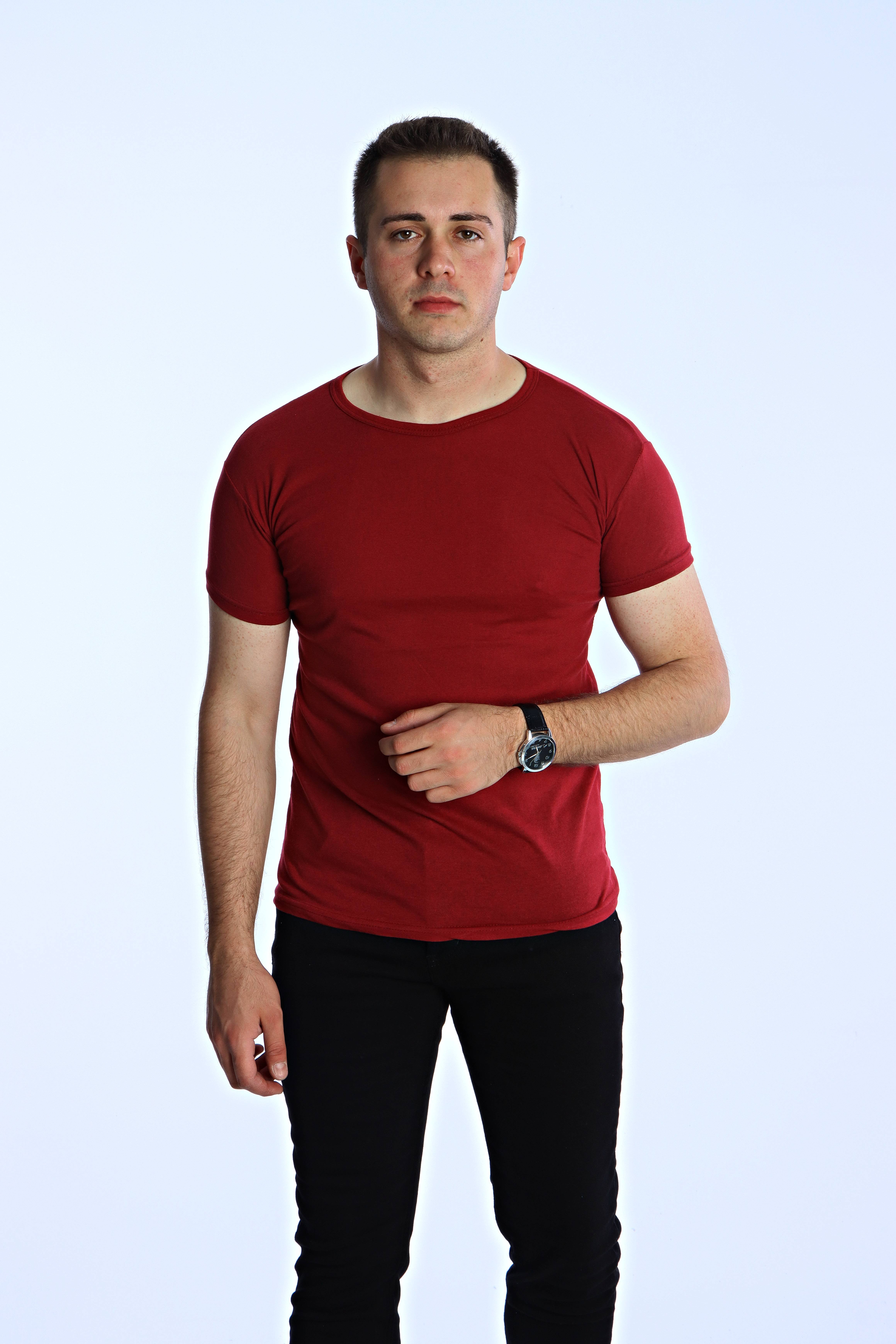 Eg38 Eko Slimfit Basic Tişört Bordo