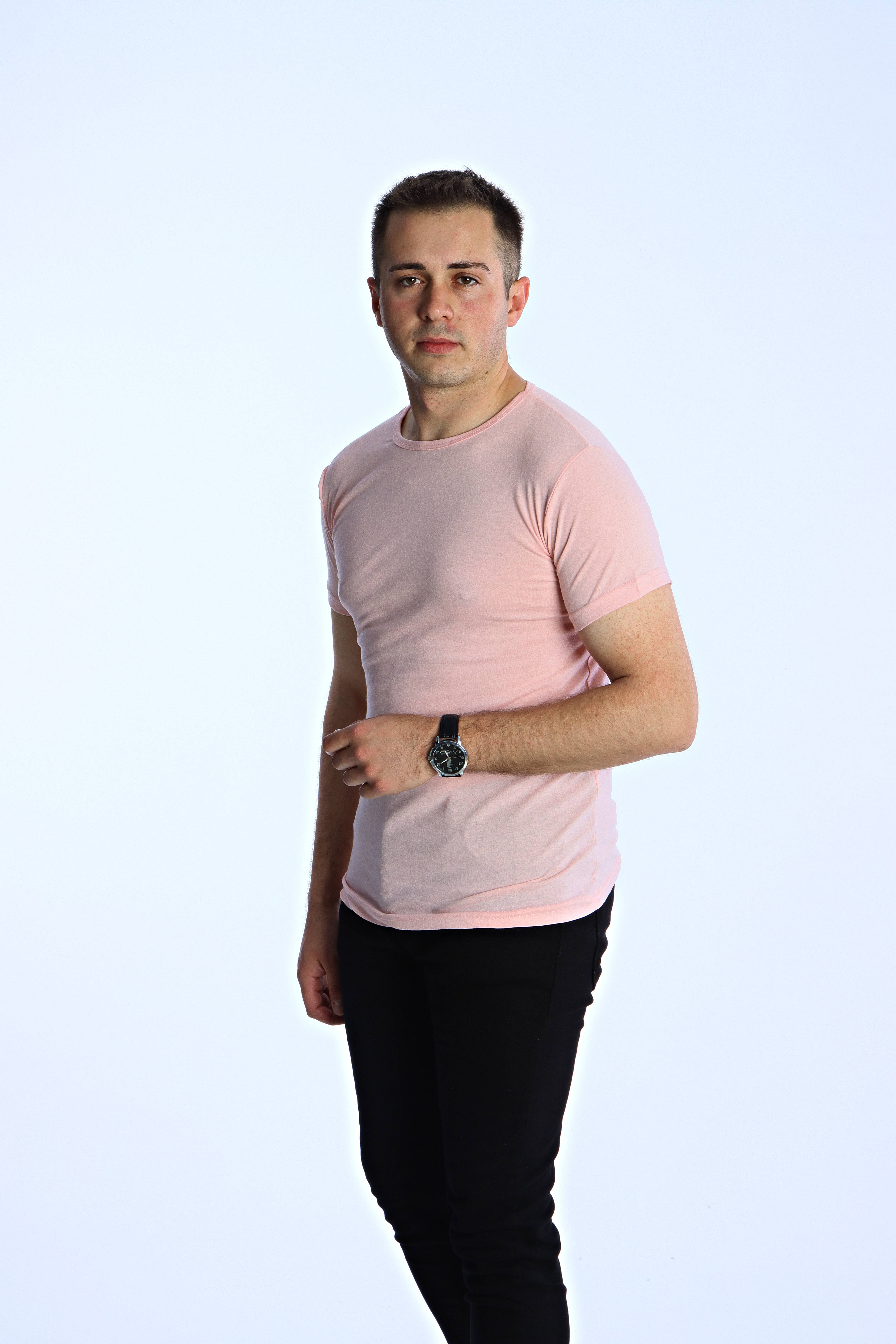 Eg38 Eko Slimfit Basic Tişört Pudra