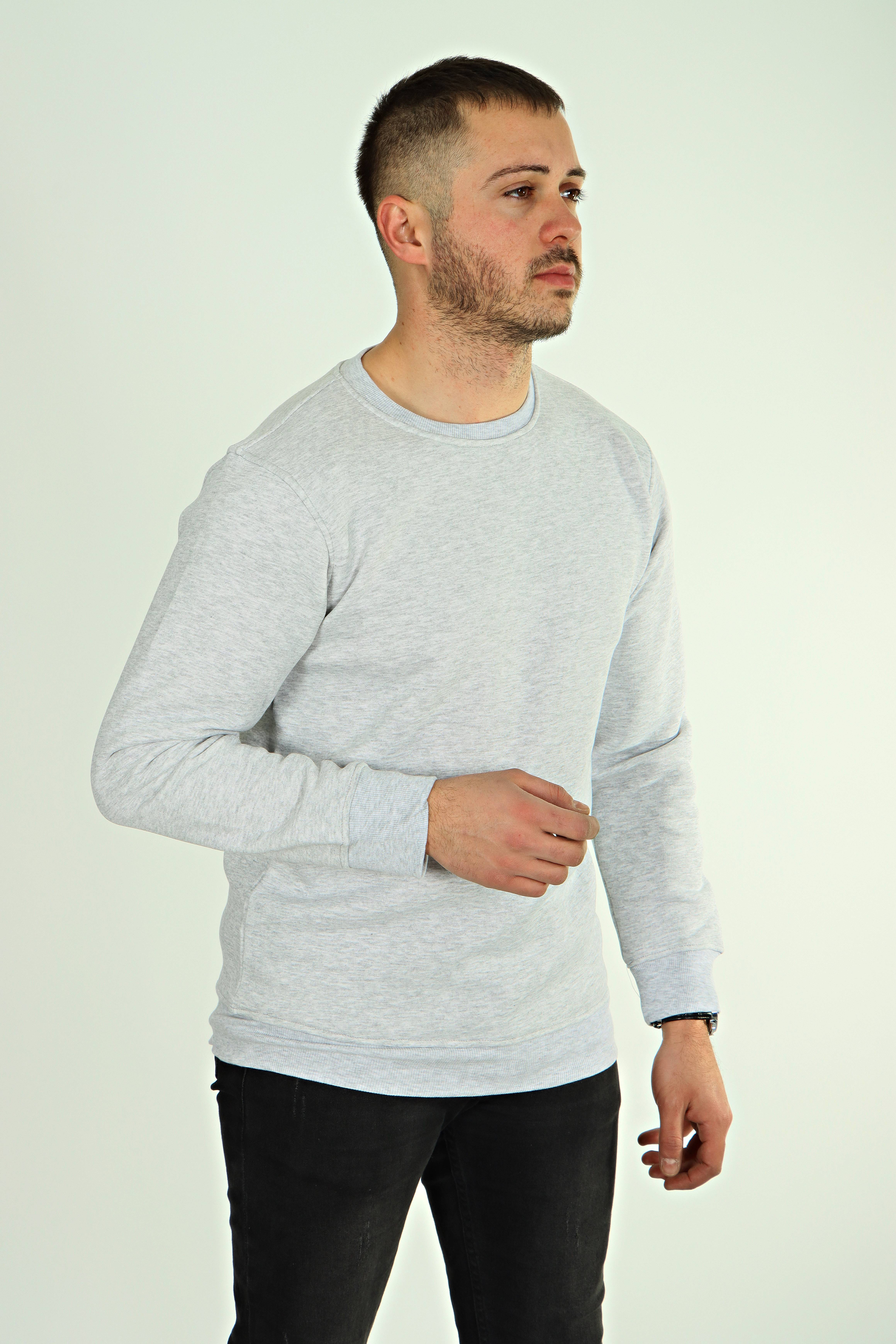 Eg38 Mrs 3 İplik Düz Sweat Açık Gri