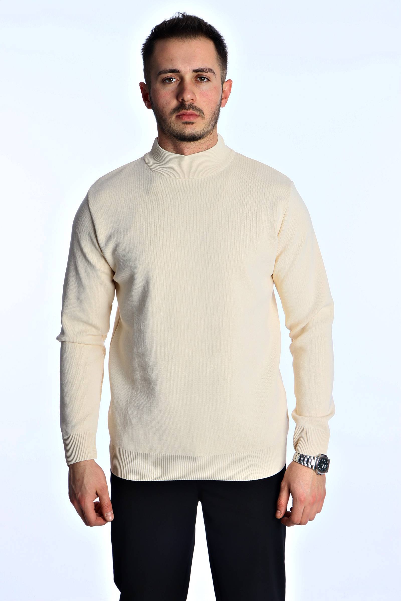 Eg38 Pike Yarım Boğazlı Triko Krem