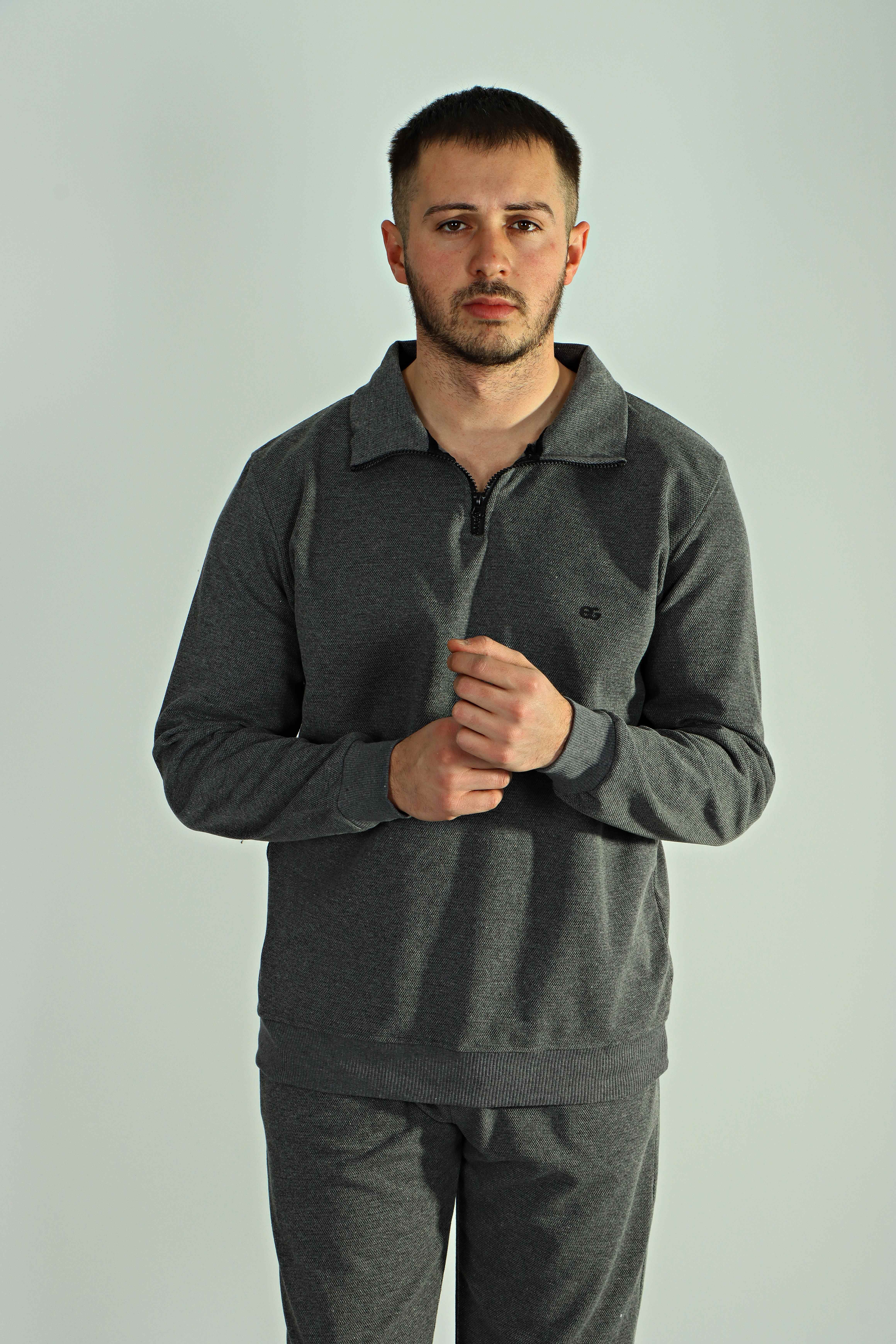 Eg38 Pike Yarım Fermuar Sweat Gri