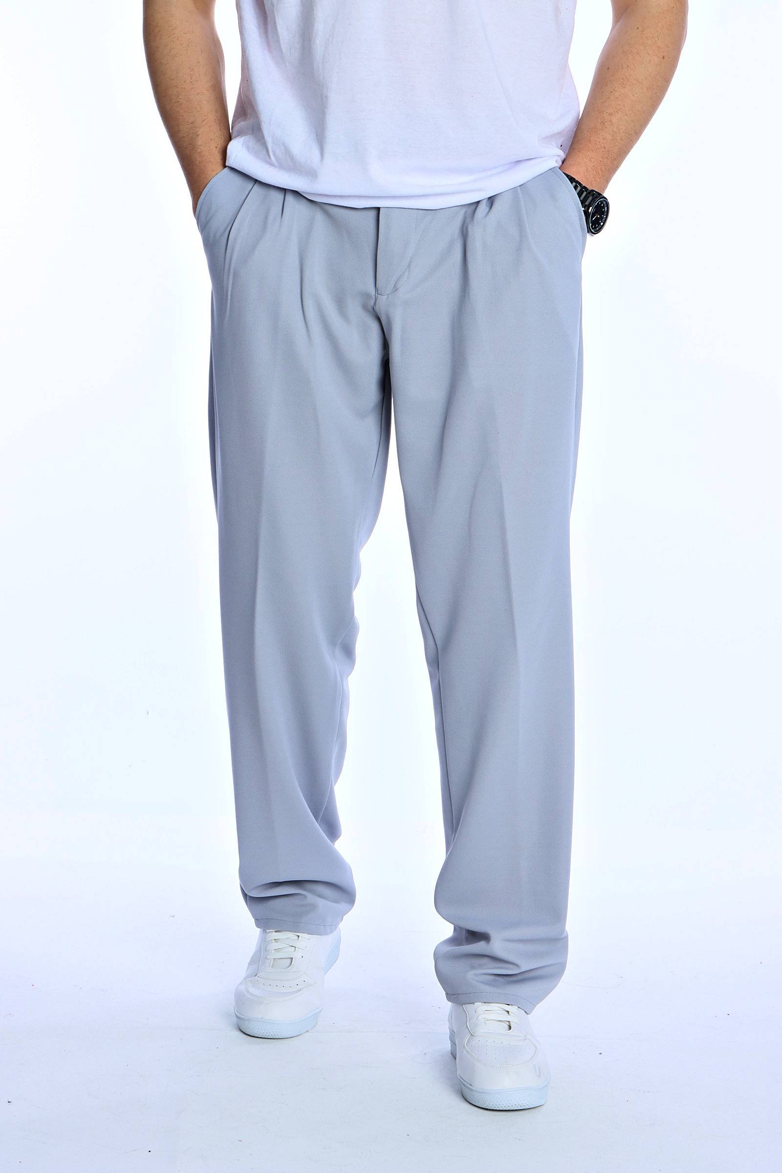 Eg38 Pileli Baggy Kumaş Pantolon Açık Gri