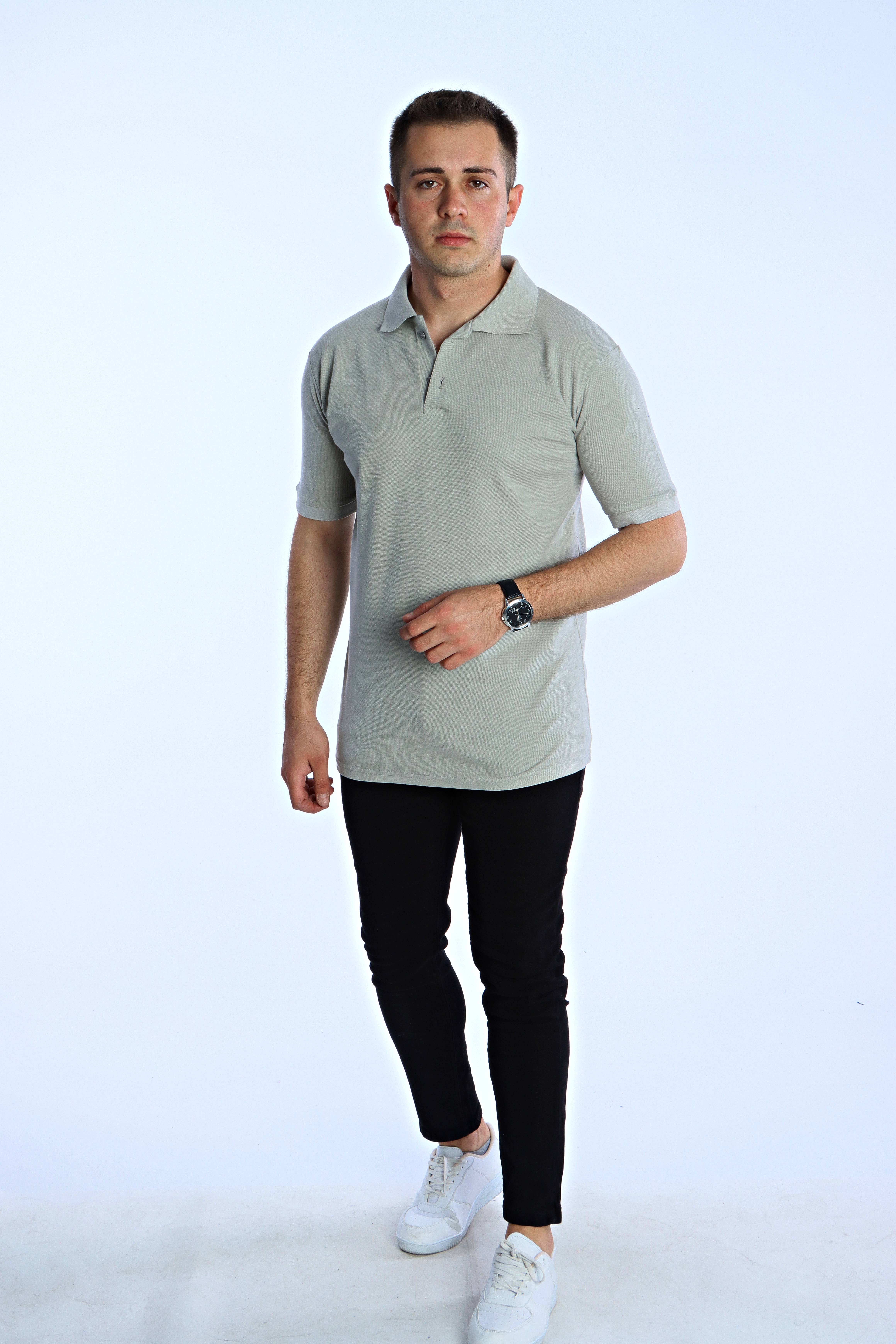 Eg38 Regular Polo Yaka Tişört Gri