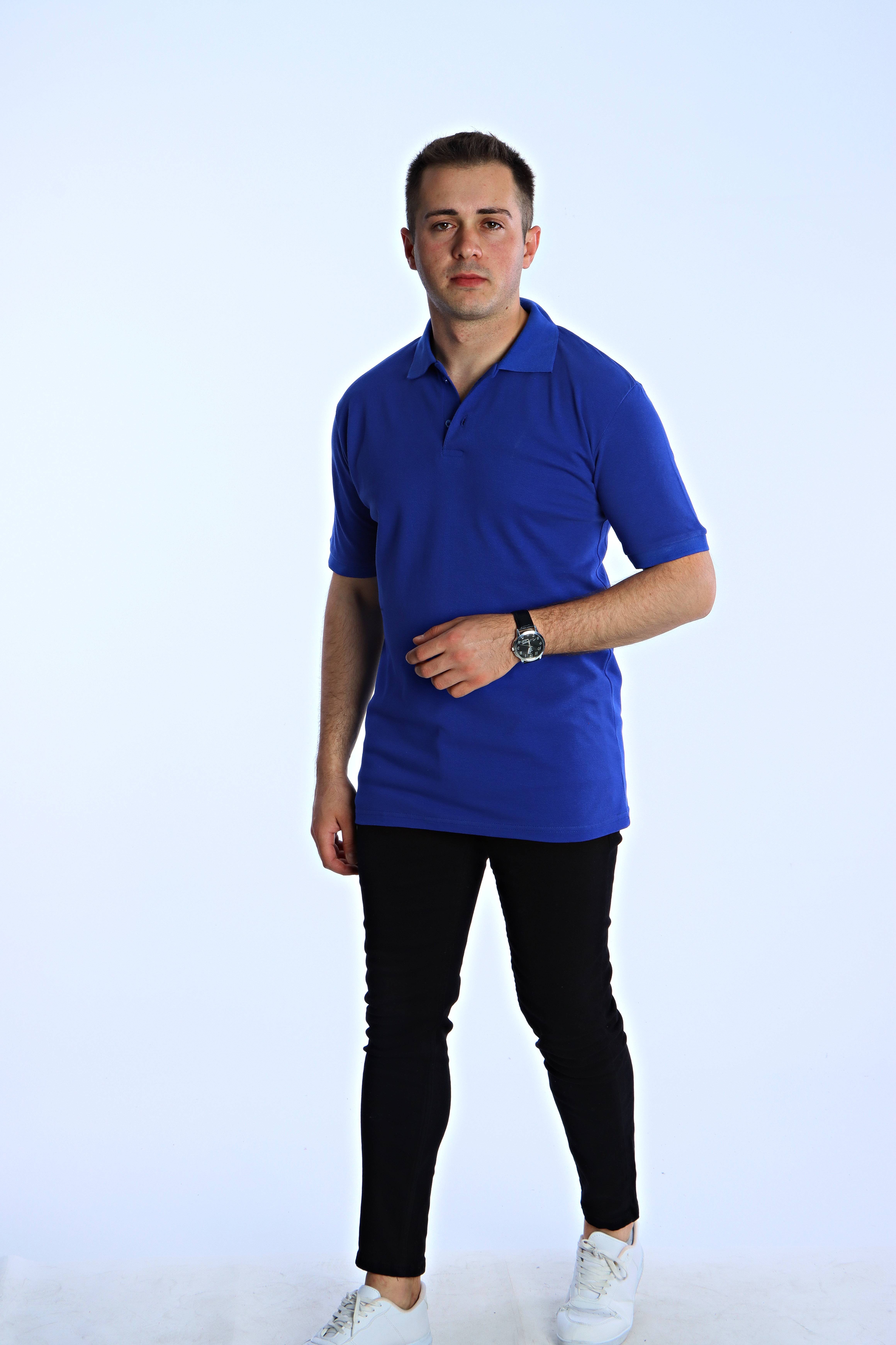 Eg38 Regular Polo Yaka Tişört Saks Mavi
