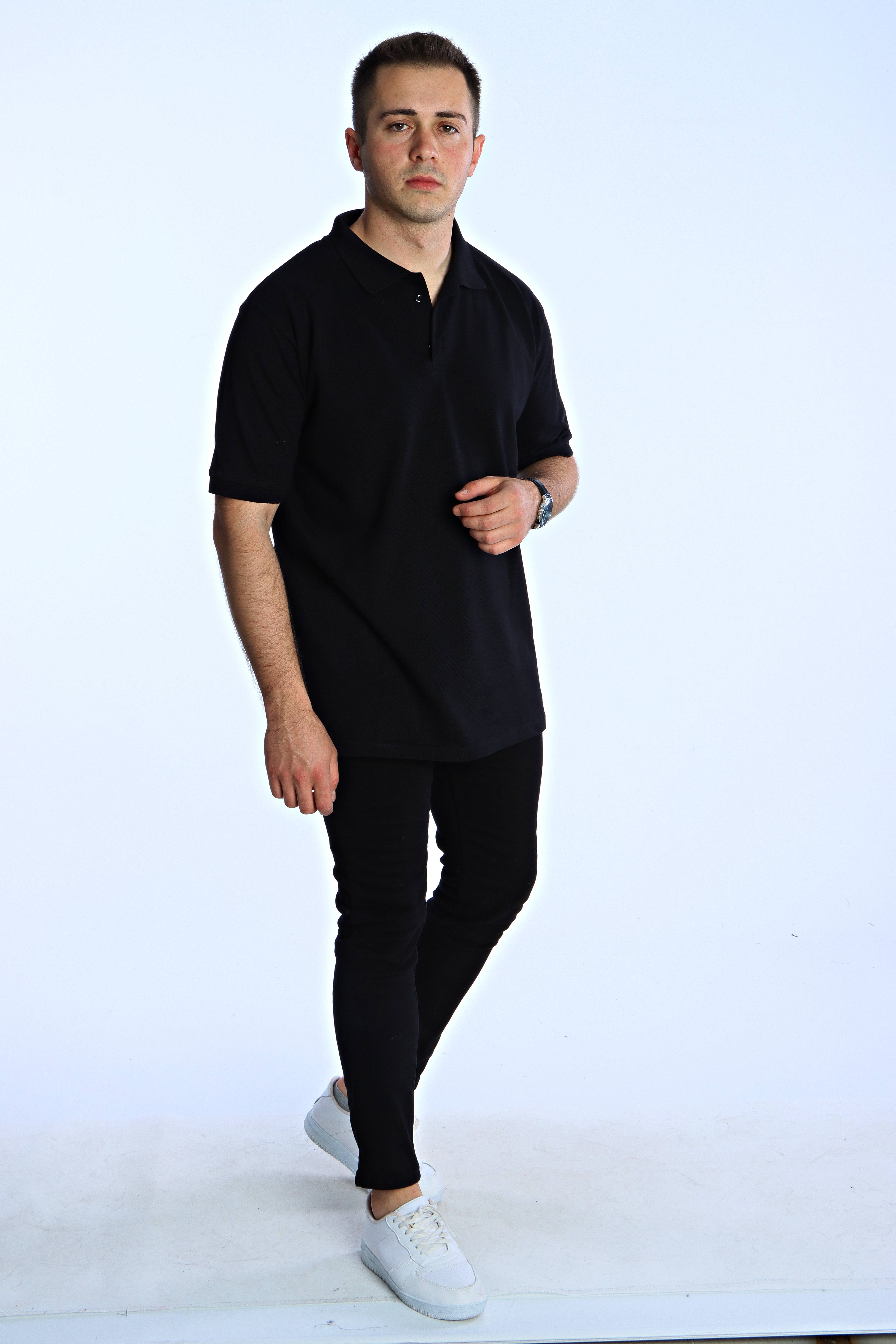 Eg38 Regular Polo Yaka Tişört Siyah