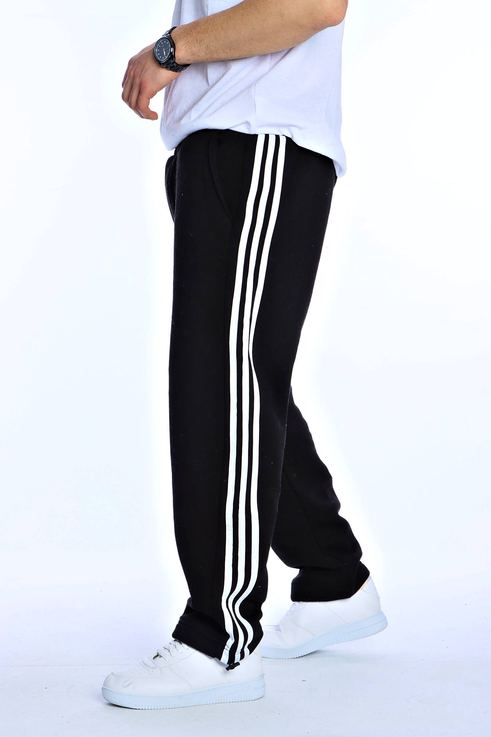Eg38 Şeritli 3 İplik Baggy Eşofman Siyah