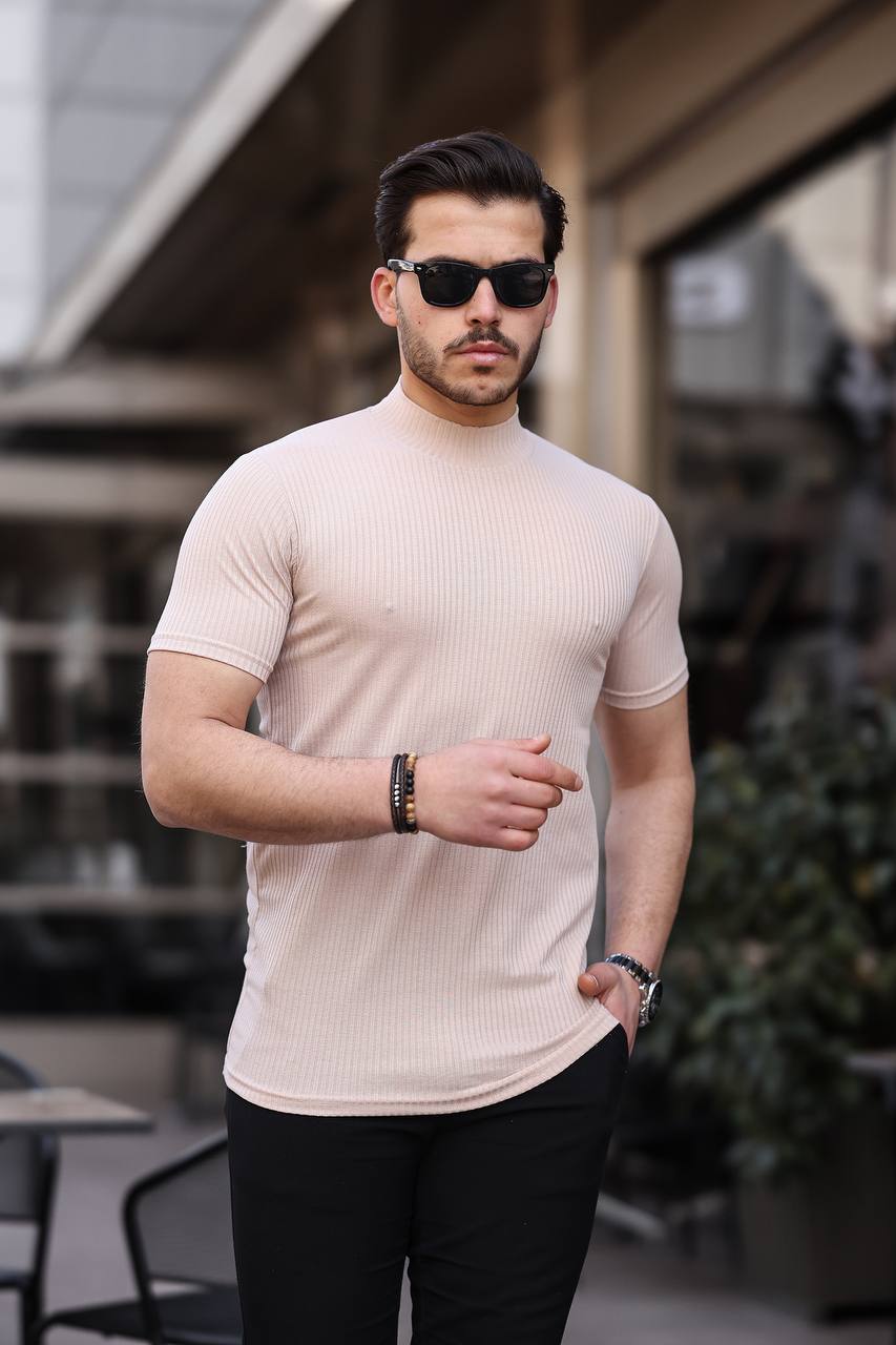 Eg38 Yarım Boğaz Kısa Kol Bej