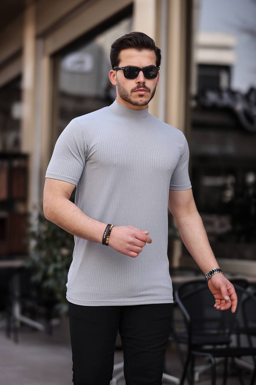 Eg38 Yarım Boğaz Kısa Kol Gri