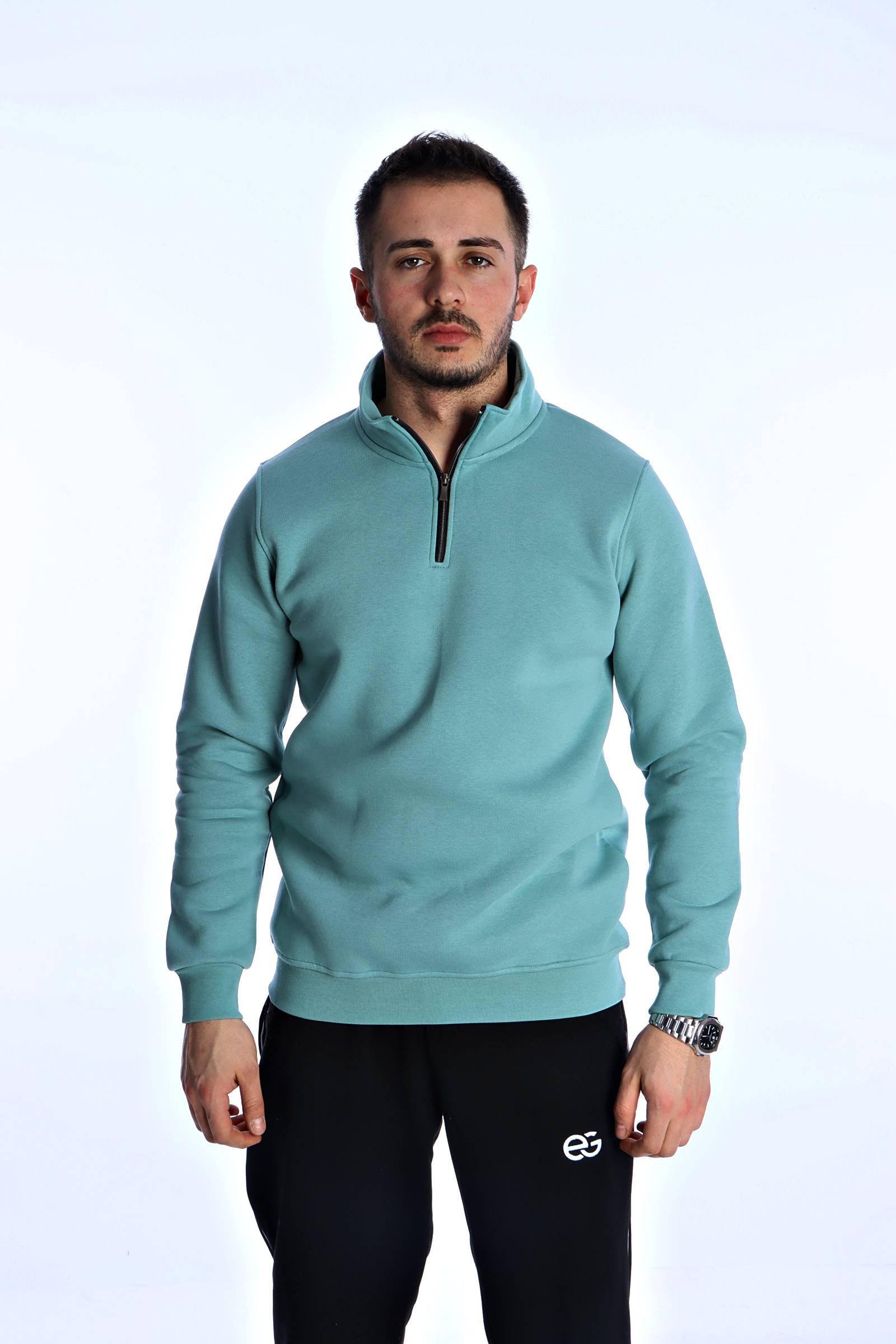 Eg38 Yarım Fermuar 3 İp Sweat İso Çağla Yeşili