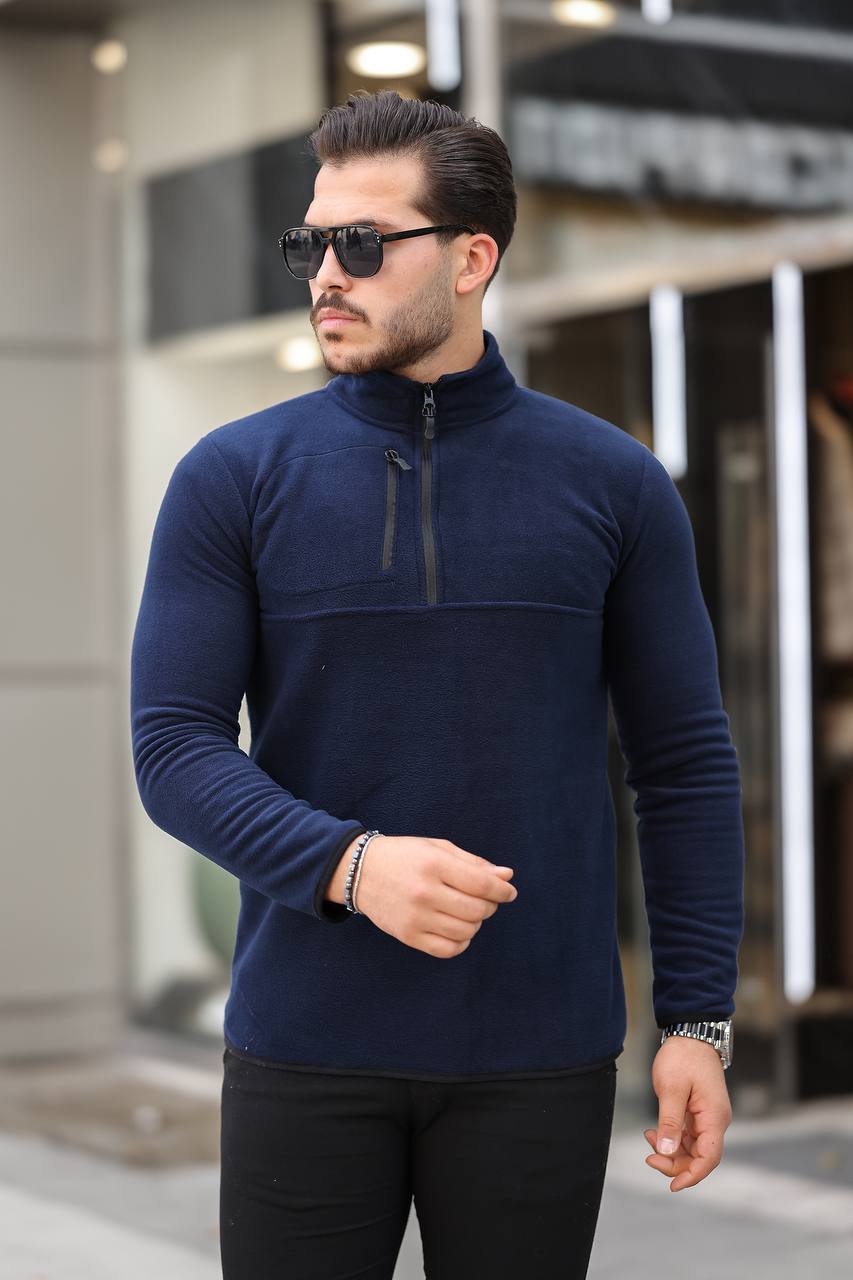 Eg38 Yarım Fermuar Polar Lacivert
