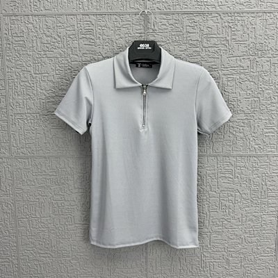 Eg38 Yarım Fermuar Polo Yaka Tşört Gri Gri