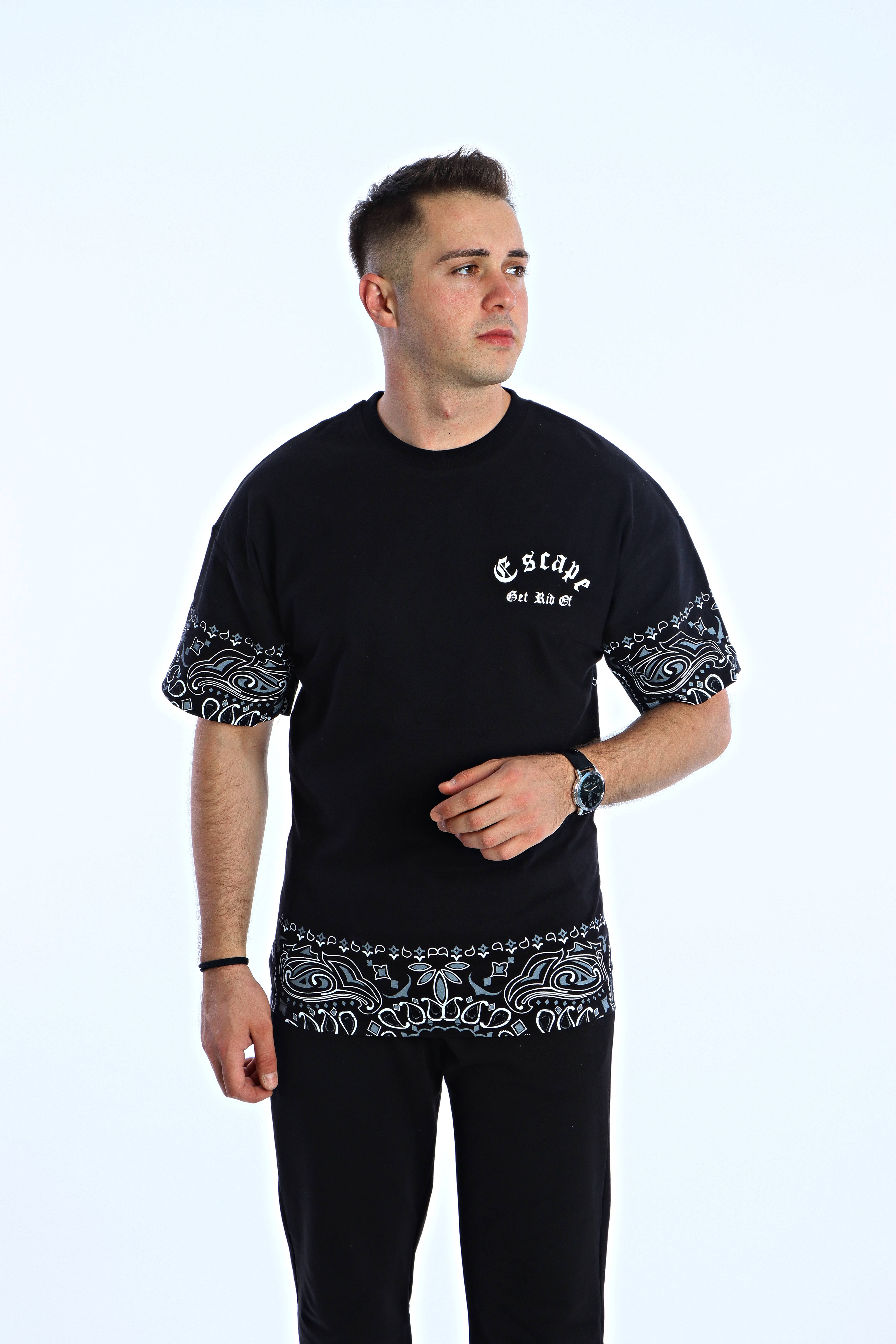 Gng Escape Baskılı Oversize Tişört Siyah
