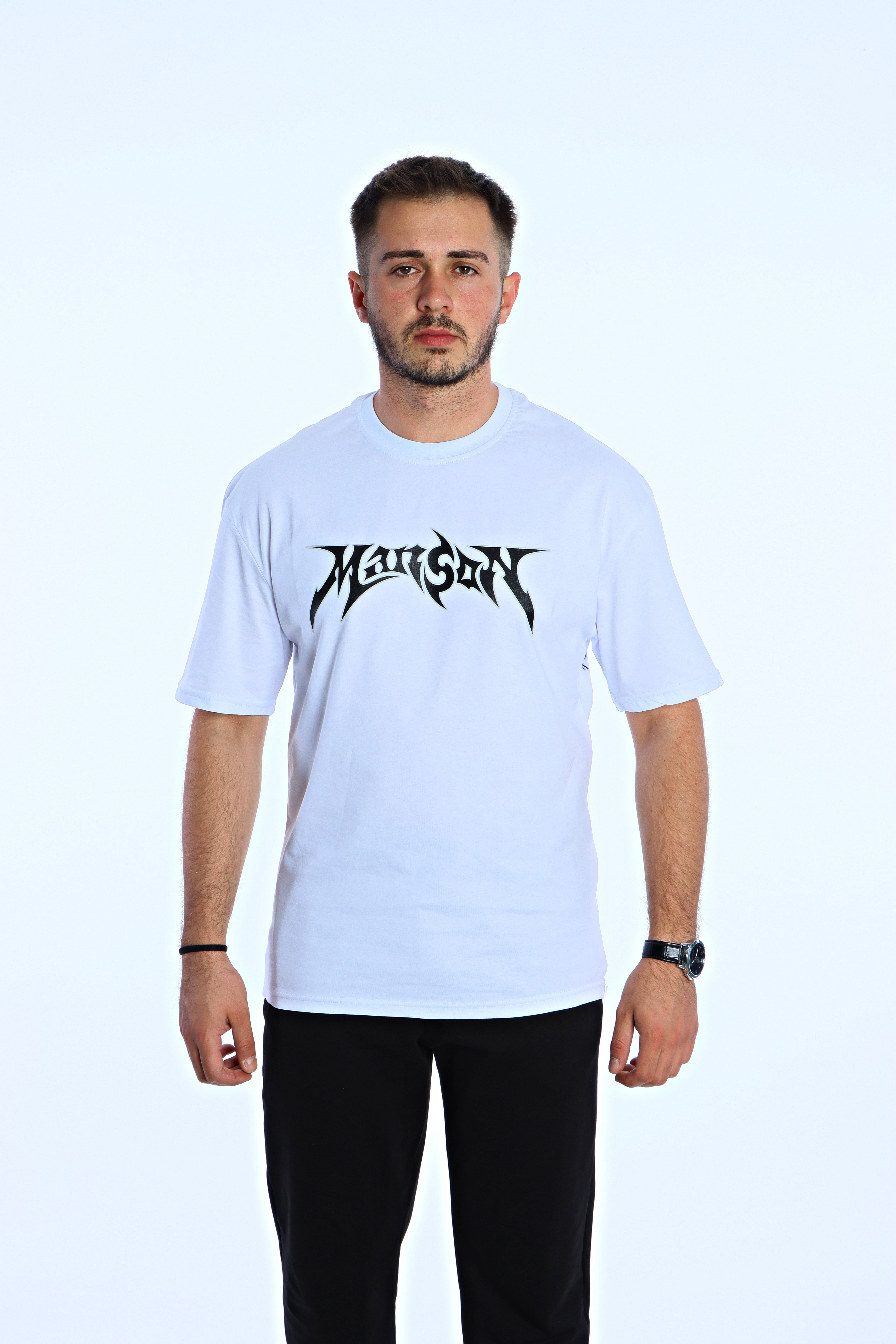 Manson Baskılı Oversize Tişört Beyaz
