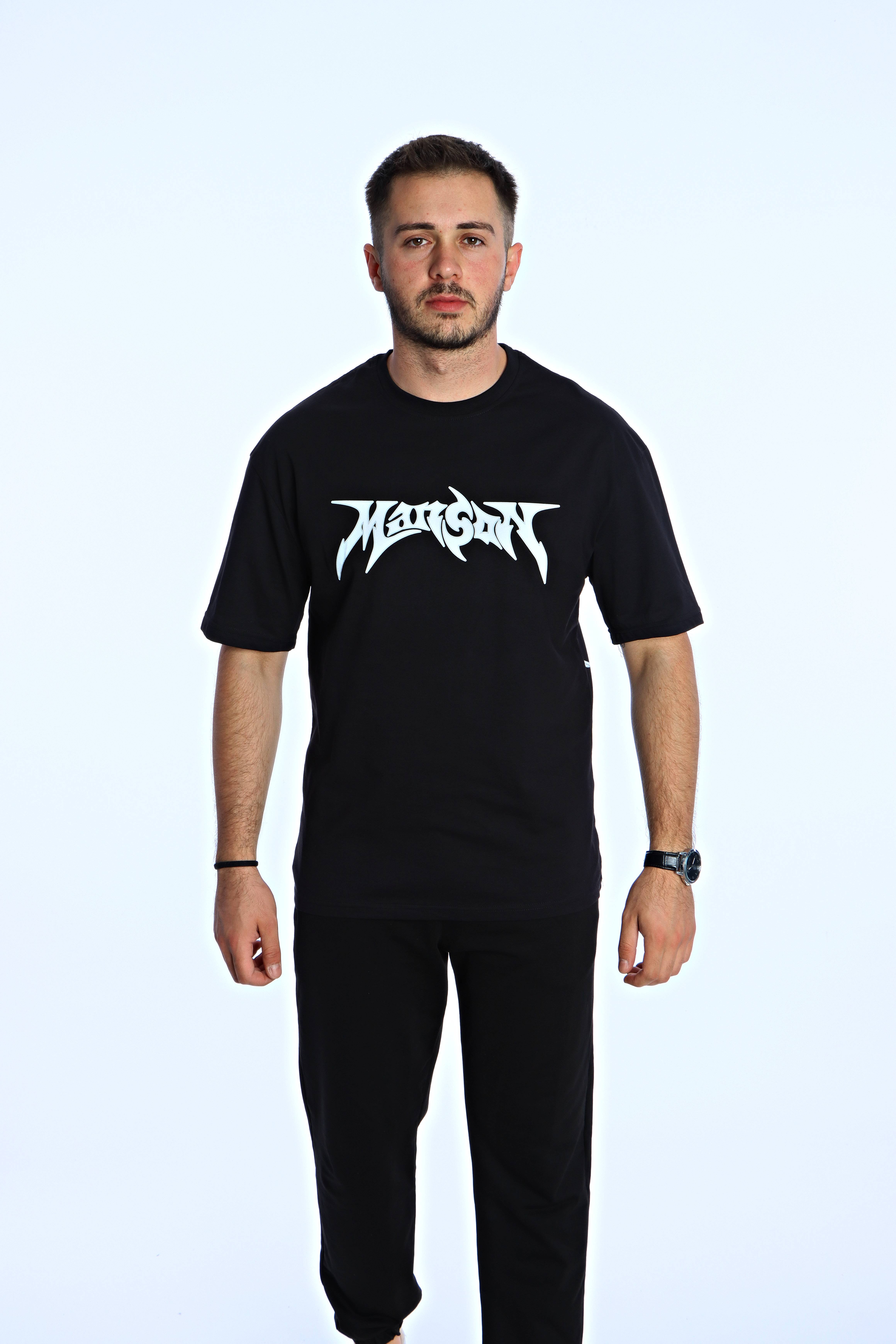 Manson Baskılı Oversize Tişört Siyah