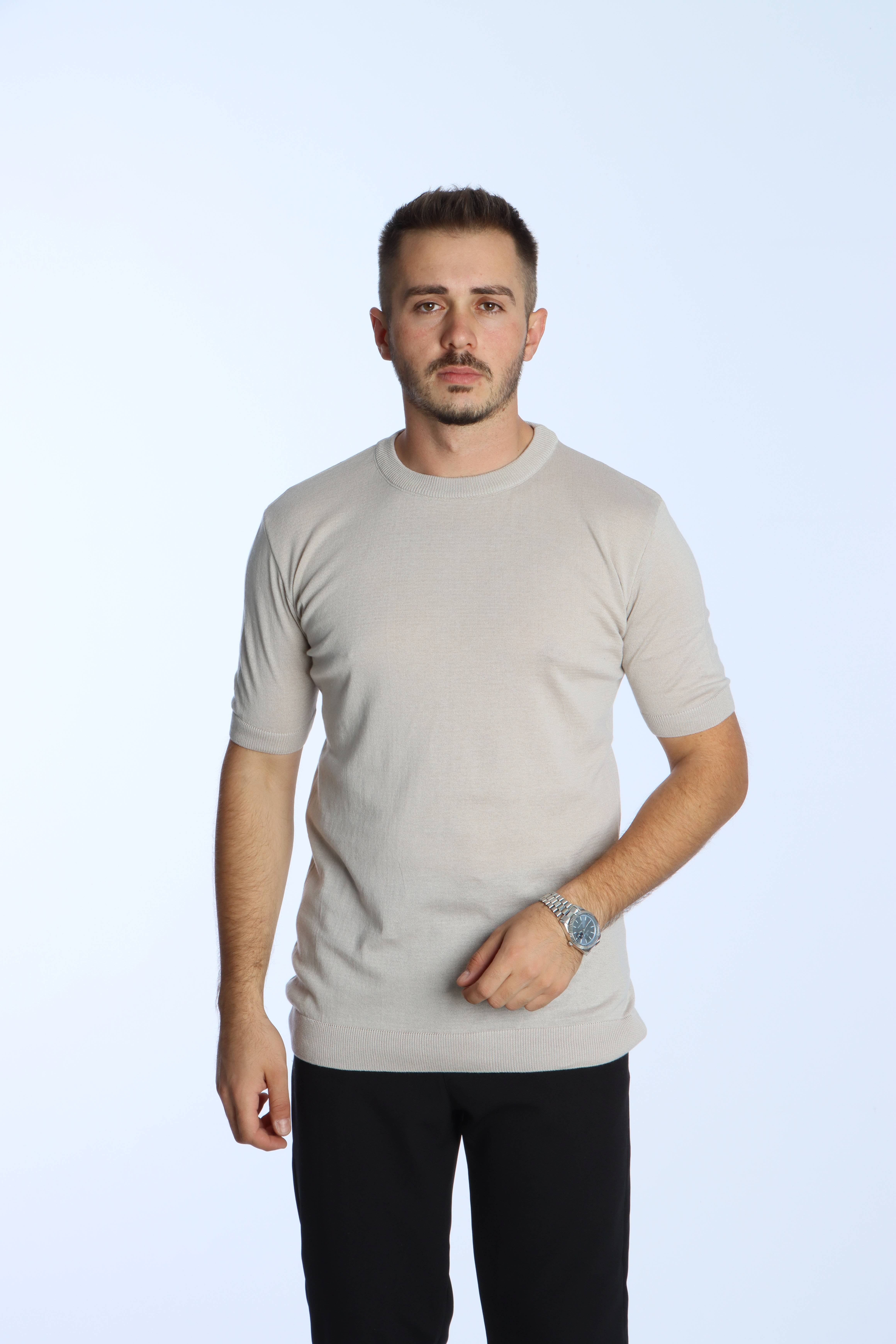 Marco Bisiklet Yaka Triko Tshirt Krem