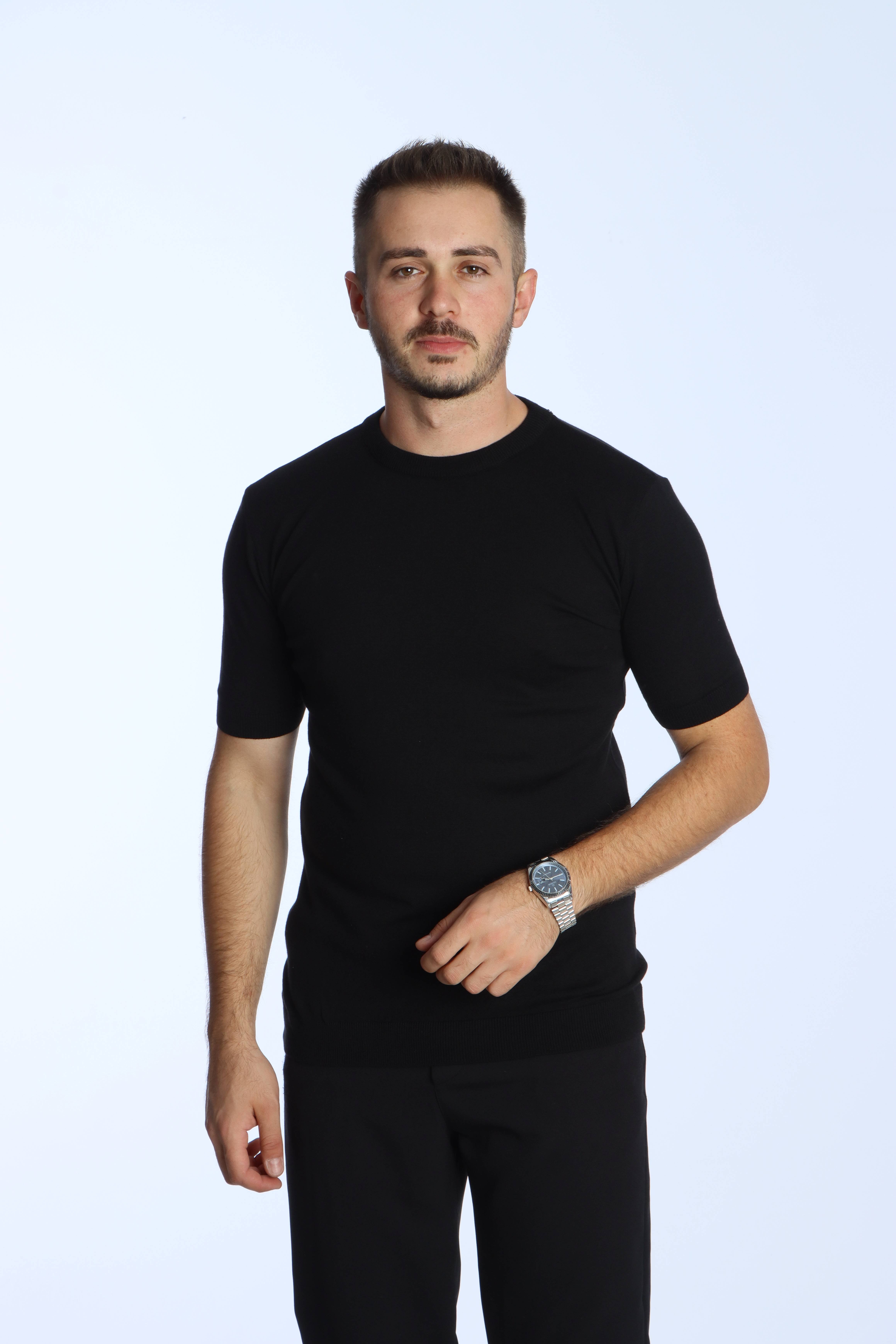 Marco Bisiklet Yaka Triko Tshirt Siyah