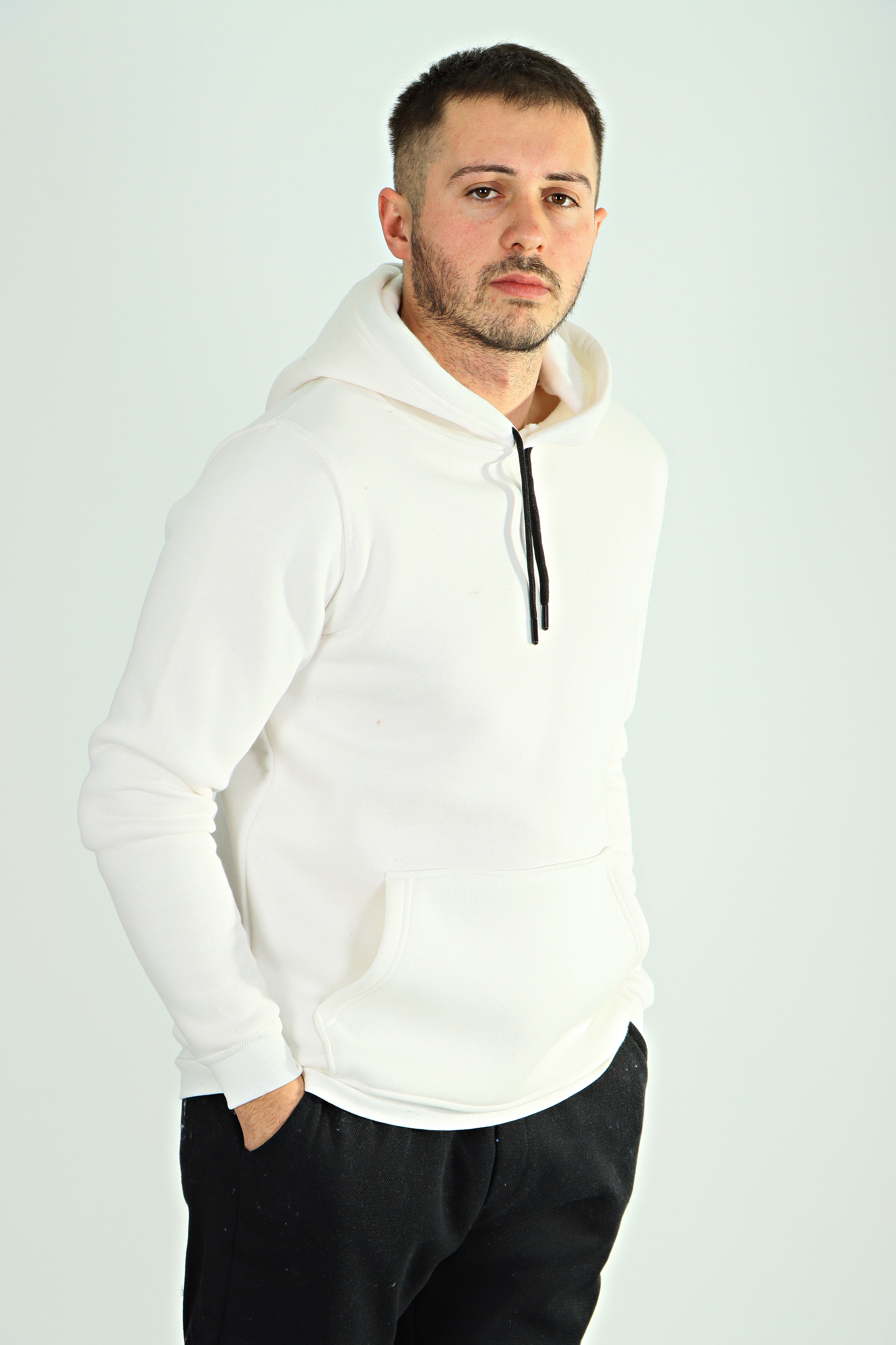 Tmb 3 ip Şardonlu Kapşonlu Sweat 24 Beyaz